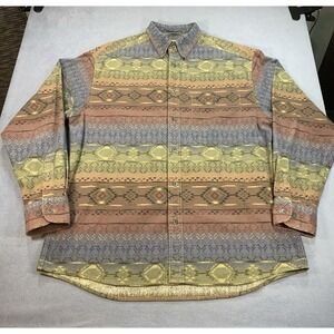 Cabela's Deerskin Soft Chamois Button Up Shirt Men's L Southwestern Print